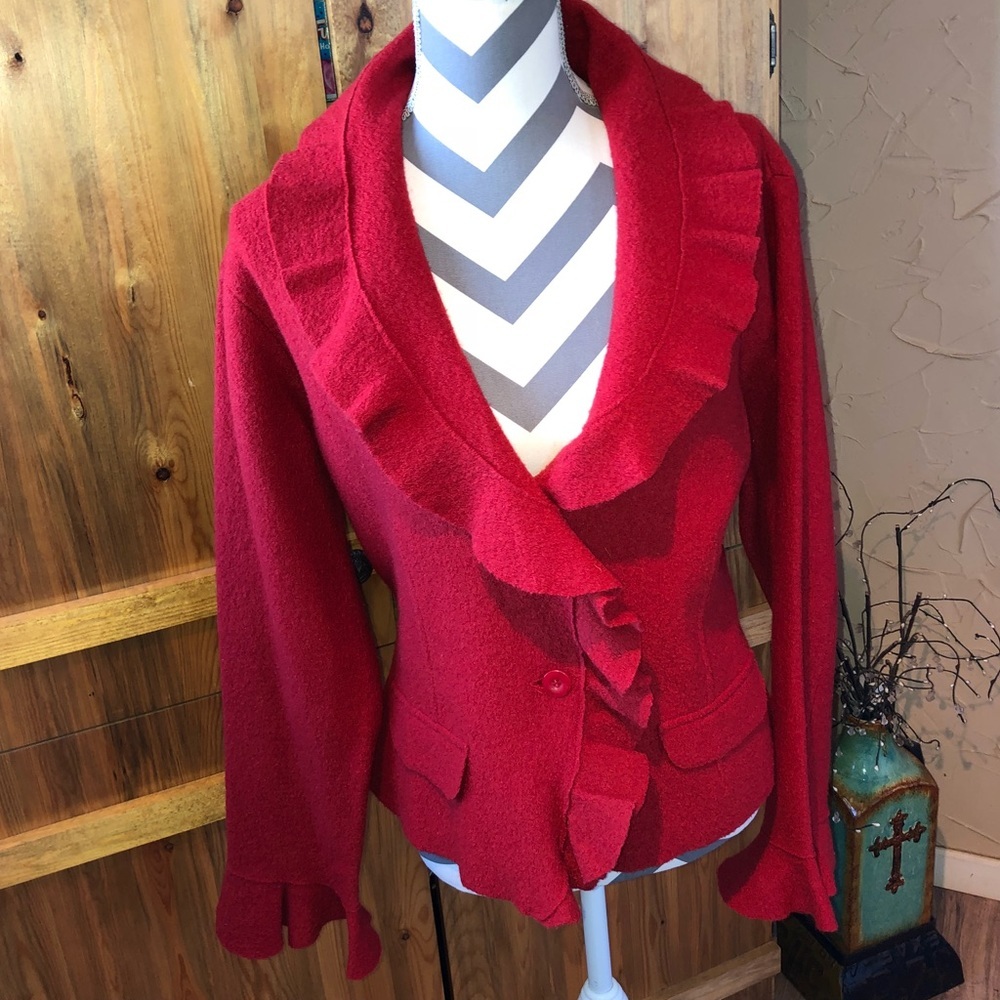 🔥 Gorgeous Red Coldwater Creek 100% Wool Jacket